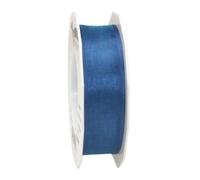 PRÄSENT - Four Seasons Organza wired edge Ribbon Royal Blue 25 mm width, 25 m length