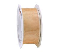 Präsent - Four Seasons Organza Wired Edge Ribbon Sandstone 40 mm Width, 25 m Length