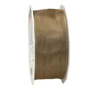 PRÄSENT - Four Seasons Organza wired edge Ribbon Taupe 40 mm width, 25 m length