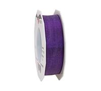Präsent - Four Seasons Organza Wired Edge Ribbon Violet 25 mm Width, 25 m Length