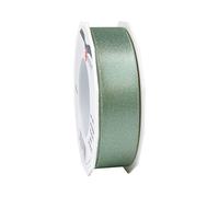 Präsent - Glitter Satin Ribbon Old Green-Silver 20-m-Roll 25 mm Width