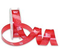 Präsent - Honeymoon Curling Ribbon Red-White 25 mm Width, 50 m Length