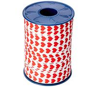 PRÄSENT - Honeymoon Curling Ribbon White-Red 10 mm width, 250 m length