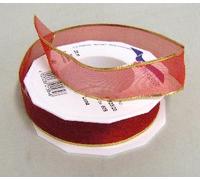 Präsent - Luna Organza wired edge Ribbon Red 20-m-Roll 25 mm width