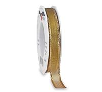 Präsent - Luxury Wired Organza Ribbon Light Gold 15 mm Width, 20 m Length