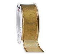 Präsent - Luxury Wired Organza Ribbon Light Gold 40 mm Width, 20 m Length