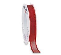 Präsent - Luxury Wired Organza Ribbon Red 15 mm Width, 20 m Length