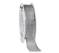 Präsent - Luxury Wired Organza Ribbon Silver 25 mm Width, 20 m Length