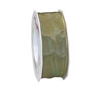 Präsent - Lyon Wired Taffeta Ribbon Ancient Green 40 mm Width, 25 m Length