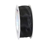 Präsent - Lyon Wired Taffeta Ribbon Black 40 mm Width, 25 m Length