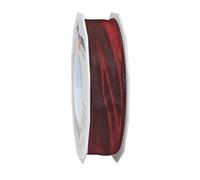 Präsent - Lyon Wired Taffeta Ribbon Burgundy 25 mm Width, 25 m Length