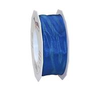 Präsent - Lyon Wired Taffeta Ribbon China Blue 40 mm Width, 25 m Length