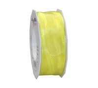 Präsent - Lyon Wired Taffeta Ribbon Light Yellow 40 mm Width, 25 m Length