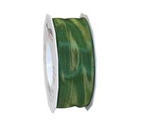 Präsent - Lyon Wired Taffeta Ribbon Moss Green 40 mm Width, 25 m Length