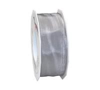 Präsent - Lyon Wired Taffeta Ribbon Sterling Silver 40 mm Width, 25 m Length