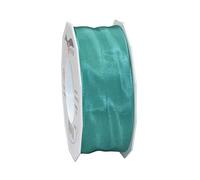 Präsent - Lyon Wired Taffeta Ribbon Turquoise 40 mm Width, 25 m Length