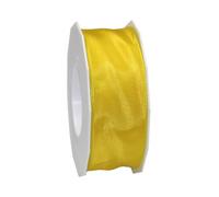 PRÄSENT - Lyon Wired Taffeta Ribbon Yellow 40 mm width, 25 m length