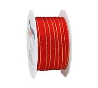 Präsent - Manhattan Wired Taffeta Ribbon Red-Gold 25-m-Roll 10 mm width
