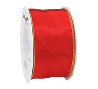 Präsent - Manhattan Wired Taffeta Ribbon Red-Gold 25-m-Roll 60 mm width