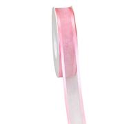 PRÄSENT - Marseille Wired Organza Ribbon Light Pink 25 mm width, 25 m length
