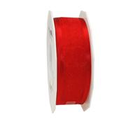 PRÄSENT - Marseille Wired Organza Ribbon Red 40 mm width, 25 m length