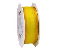 Präsent - Marseille Wired Organza Ribbon Yellow 40 mm Width, 25 m Length