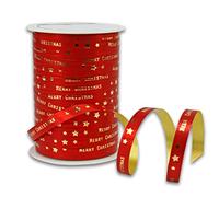 Präsent - Merry Christmas Curling Ribbon Red 10 mm Width, 100 m Length