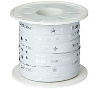 Präsent - Merry Christmas Curling Ribbon White 10 mm Width, 100 m Length