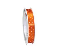 Präsent - Mini Dots Printed Satin Ribbon Orange 15 mm Width, 20 m Length