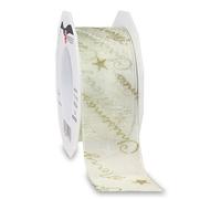 Präsent - Monterey Printed Organza Ribbon Cream 20-m-Roll 40 mm width