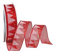 Präsent - Monterey Printed Organza Ribbon Red 20-m-Roll 25 mm width