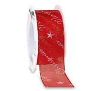 Präsent - Monterey Printed Organza Ribbon Red 20-m-Roll 40 mm width