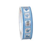 PRÄSENT - Natale Printed Satin Ribbon Blue 25 mm width, 20 m length