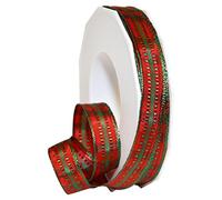 Präsent - Nottingham Wired Ribbon red-green 15 mm width, 20 m length
