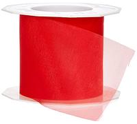 PRÄSENT Organza Ribbon, Polyester, Red, 72mm-25m
