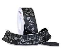 PRÄSENT Remember Gift Ribbon Black, 22 Yards and 1/6 inches Width, Ribbon for Decorating and Handicrafts, for Funerals, 20 Meter Spool