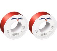 PRÄSENT - Satin Ribbon Red 40 mm Width, 25 m Length (Pack of 2)