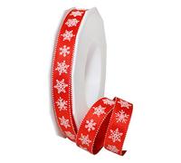 Präsent - Snow Printed Ribbon Red 20-m-Roll 15 mm width