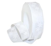 Präsent - Snow Printed Ribbon White 20-m-Roll 25 mm width