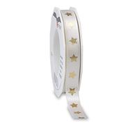 Präsent - Starlet Printed Satin Ribbon Cream 15 mm Width, 20 m Length