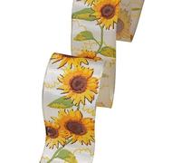 Präsent - Sunflowers Printed Ribbon Cream 20-m-Roll 40 mm width