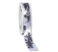Präsent - Tannenzapfen Printed Satin Ribbon Pinecone 25 mm Width, 20 m Length