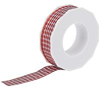 C.E. Pattberg Präsent - Vichy Metallic Wired wired edge Ribbon Red-White 25 mm width, 20 m length