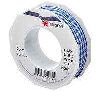 PRÄSENT - Vichy Wired Ribbon Blue-White 25 mm width, 20 m length