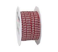 Präsent - Vichy Wired Ribbon Bordeaux-Cream 10 mm Width, 20 m Length