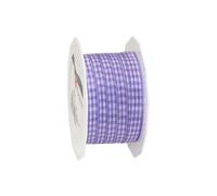 PRÄSENT - Vichy Wired Ribbon Light Purple-White 10 mm width, 20 m length