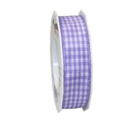 C.E. Pattberg Präsent - Vichy Wired Ribbon Light Purple-White 25 mm width, 20 m length