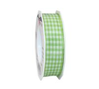 PRÄSENT - Vichy Wired Ribbon Lime Green-White 25 mm width, 20 m length