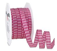 Präsent - Vichy Wired Ribbon Magenta-White 10 mm Width, 20 m Length