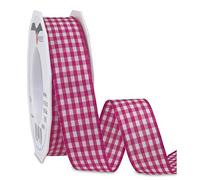 Präsent - Vichy Wired Ribbon Magenta-White 25 mm Width, 20 m Length